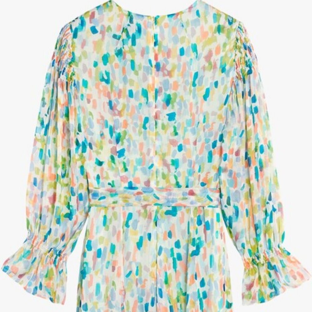 The Fold London The Versailles Abstract Print Silk Midi Dress US 10 - Picture 5 of 11